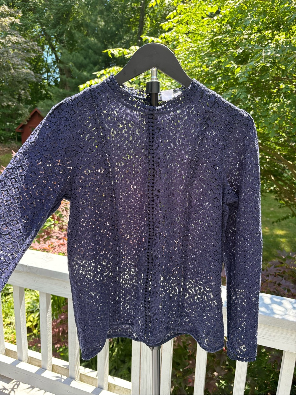 GAP Dark Navy Crochet Top with Scallop Trim